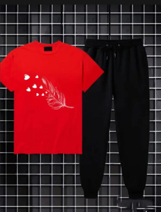 2 Pcs Women's Stitched Cotton Printed Tracksuit