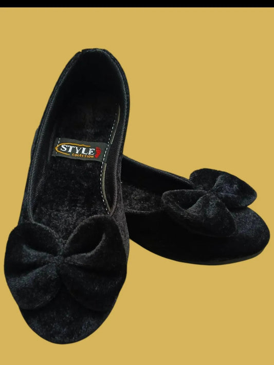 Black Velvet Bow Pumps for Women Wedding Office Wear