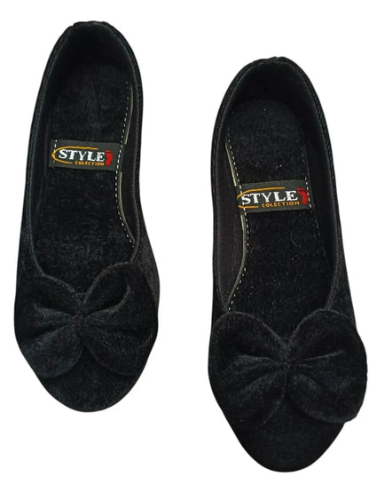 Black Velvet Bow Pumps for Women Wedding Office Wear