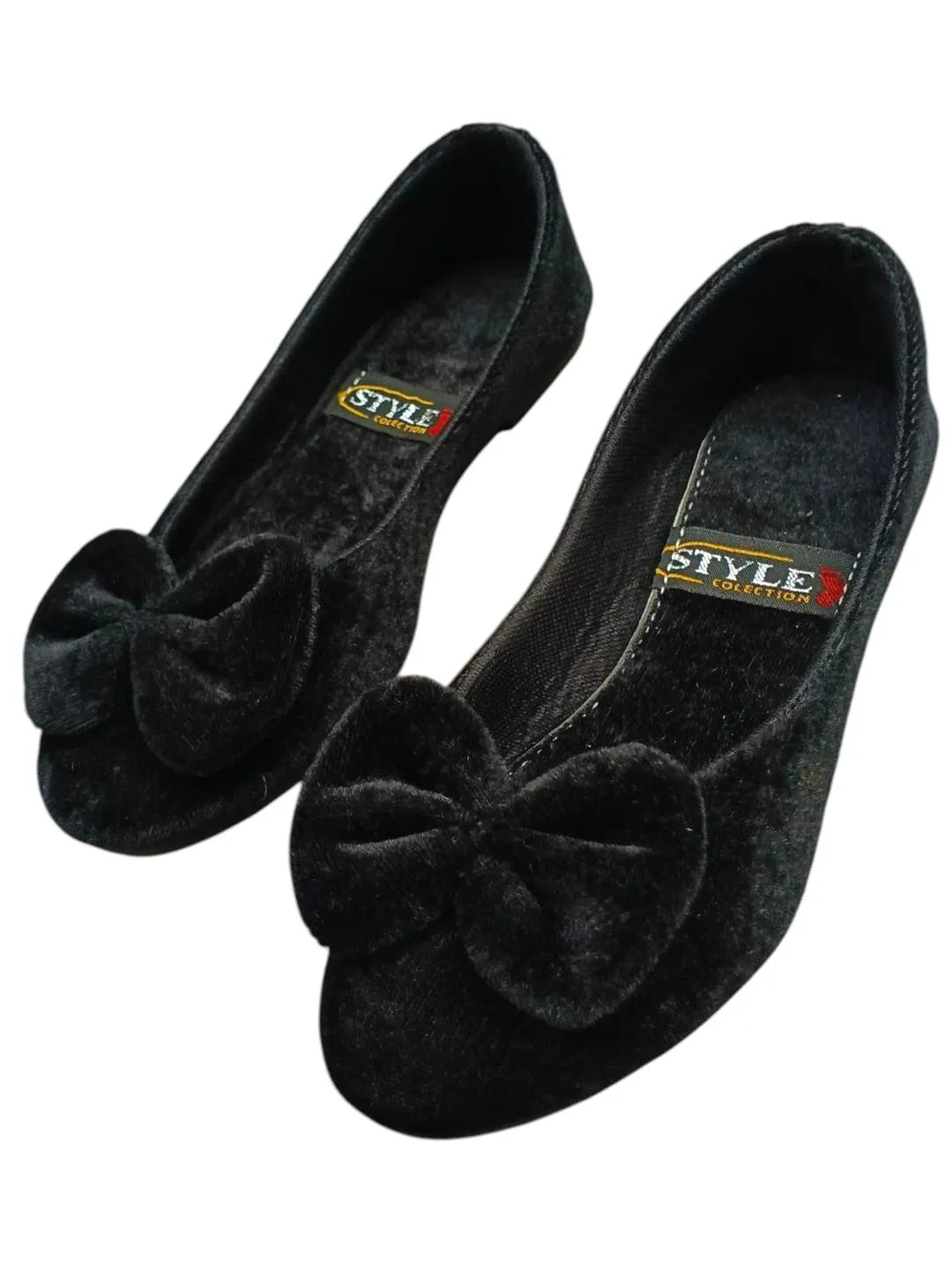 Black Velvet Bow Pumps for Women Wedding Office Wear