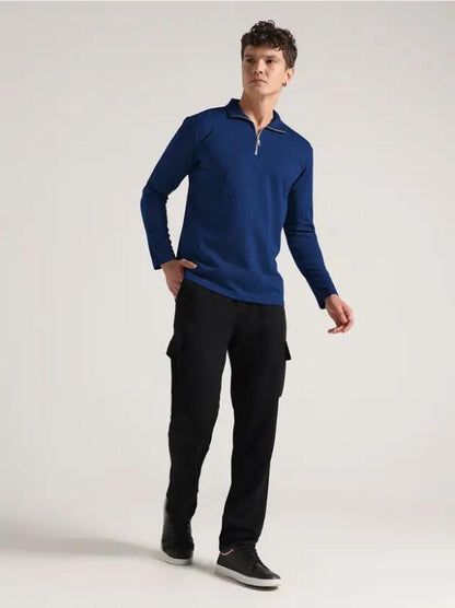 Men's Blue Polyester Track Suit Slim Fit 2Pcs