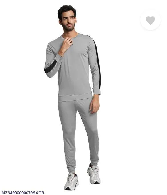 Men Grey Dri Fit Track Suit Slim Fit Slim Trousers