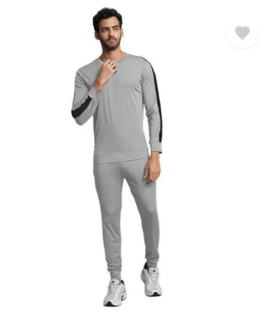Men Grey Dri Fit Track Suit Slim Fit Slim Trousers