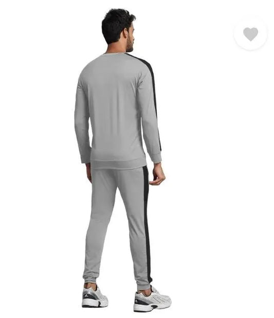 Men Grey Dri Fit Track Suit Slim Fit Slim Trousers