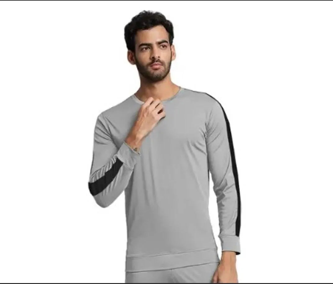 Men Grey Dri Fit Track Suit Slim Fit Slim Trousers