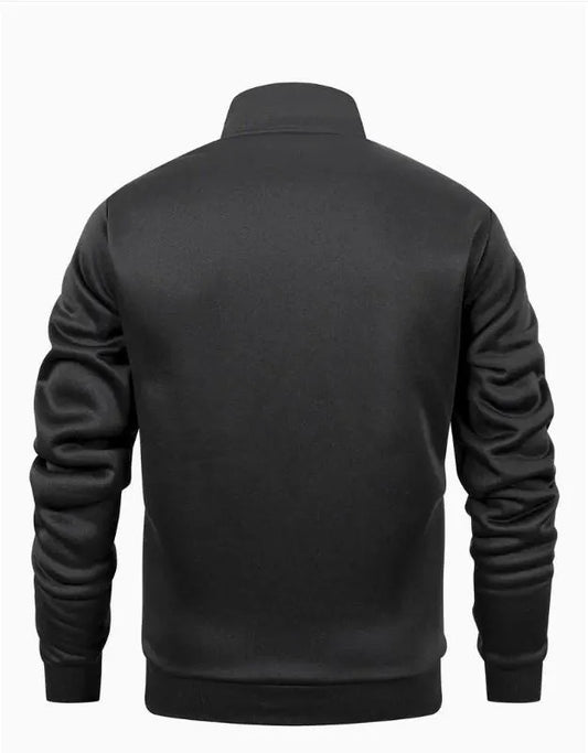 Men Black Fleece Track Suit with Golden Dragon Print 2Pcs