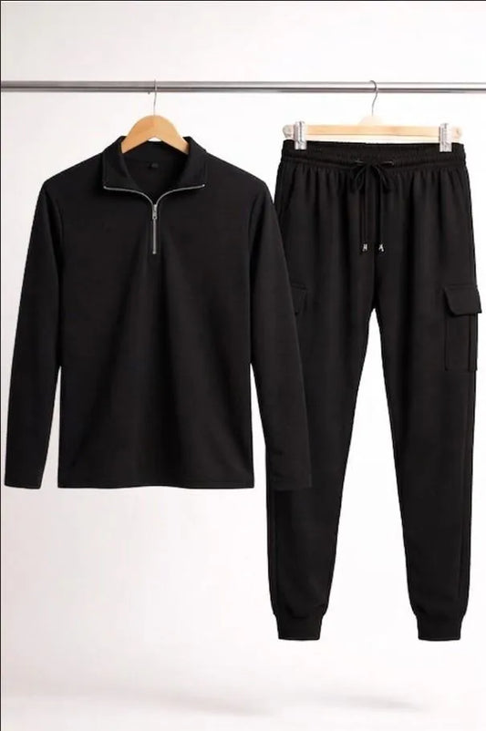 2 Pcs Men's Dri Fit Plain Zipper Track Suit