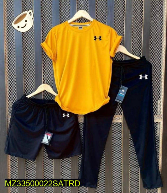 Men's 3-Piece Track Suit Yellow Black Slim Fit