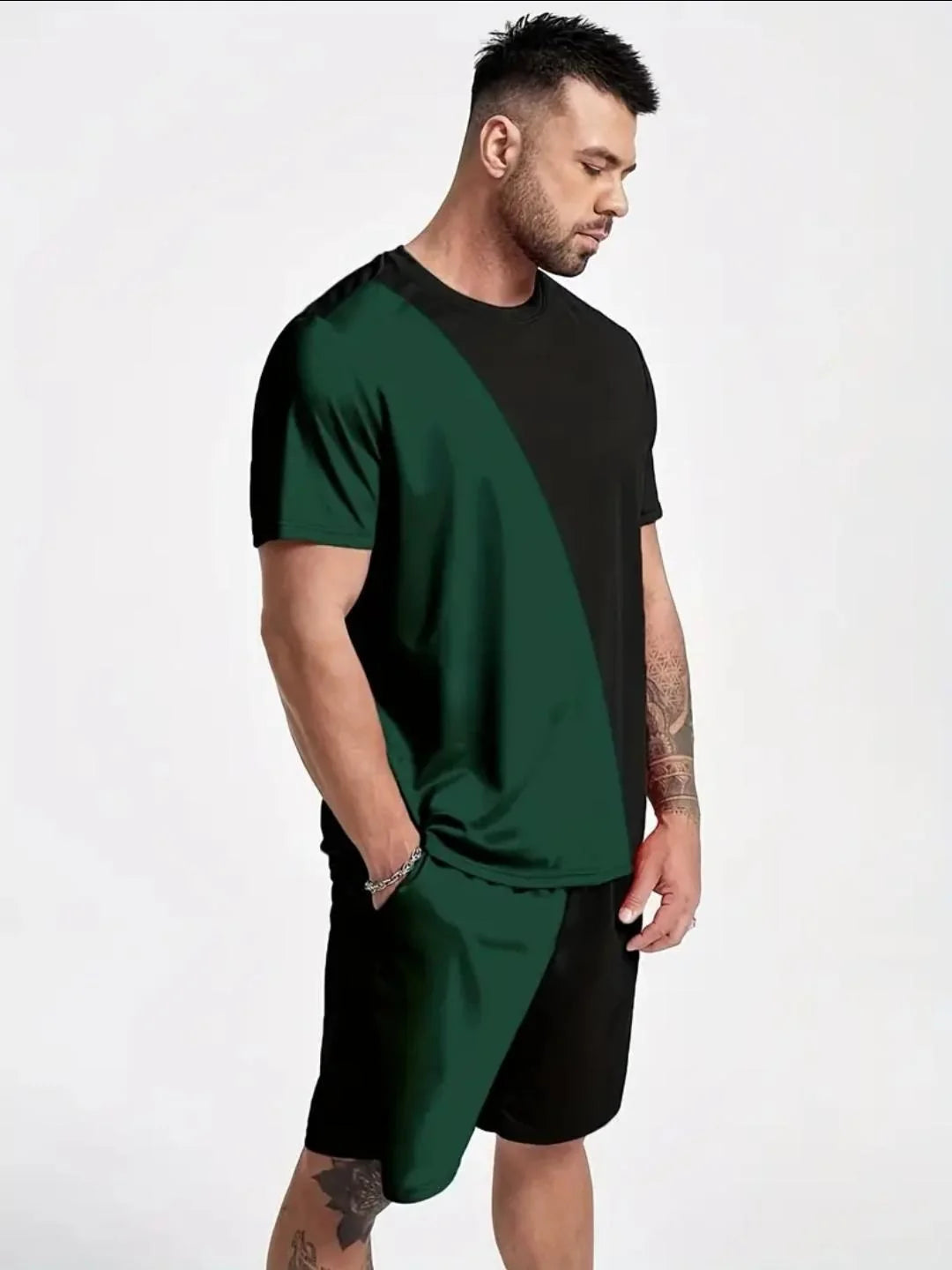 Men's Black Polyester Plain Track Suit