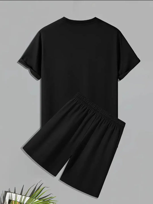 1 Pc Men's Polyester Printed T-Shirt & Shorts Tracksuit