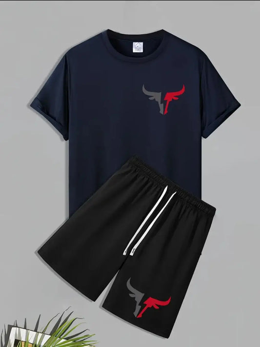 1 Pc Men's Polyester Printed T-Shirt & Shorts Tracksuit