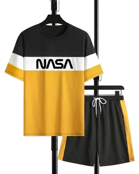 2 Pcs Polyester Printed T-Shirt & Shorts Tracksuit