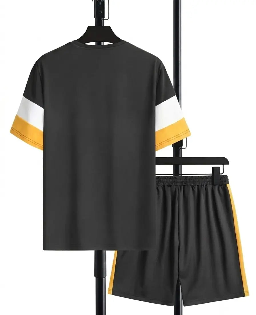 2 Pcs Polyester Printed T-Shirt & Shorts Tracksuit