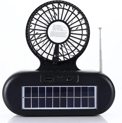 Solar Fan with Music & LED Light for Outdoor Use