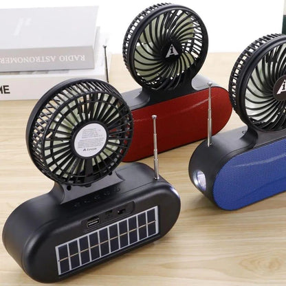 Solar Fan with Music & LED Light for Outdoor Use