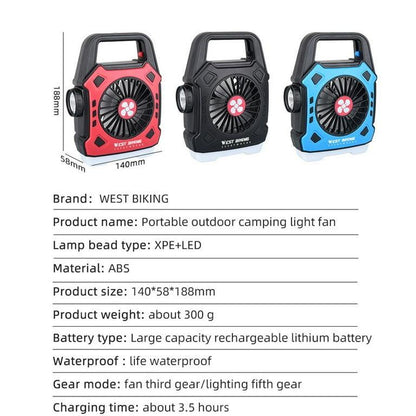 Rechargeable Outdoor Fan with Night Light & Handle