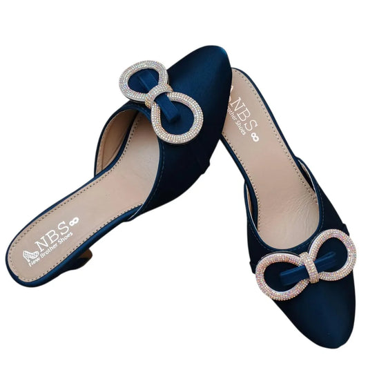 Blue Rhinestone Heels for Women Wedding Party Office Wear