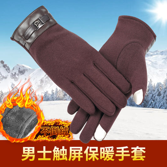 Men's Touchscreen Warm Velvet Gloves Black Winter